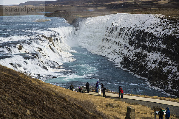 Tourists at Gullfoss  Golden Falls