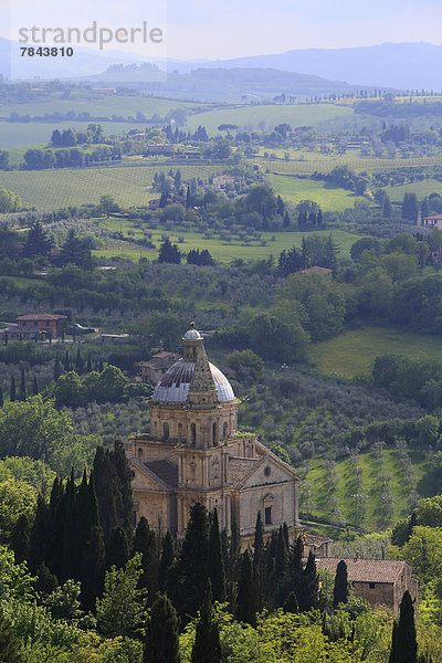 Ausblick von Montepulciano auf die Kirche Chiesa San Biagio
