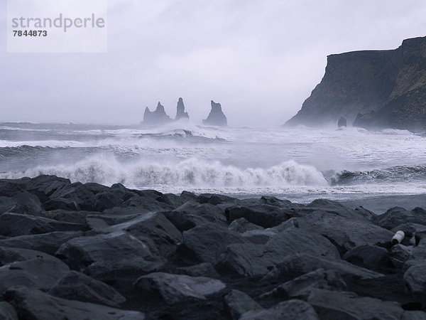 Island  Blick auf die Wellen des Atlantiks am Black Lava Beach