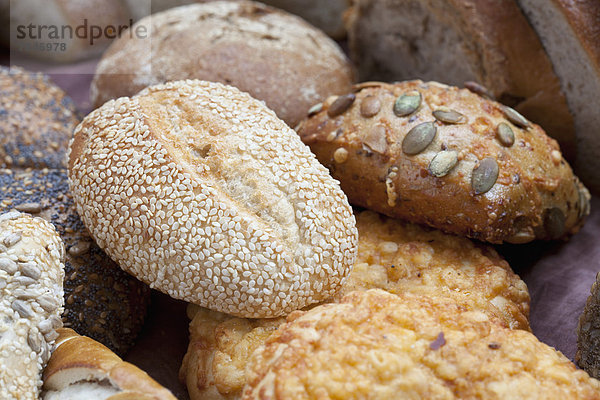 Mixed sorts of bread and rolls  close up