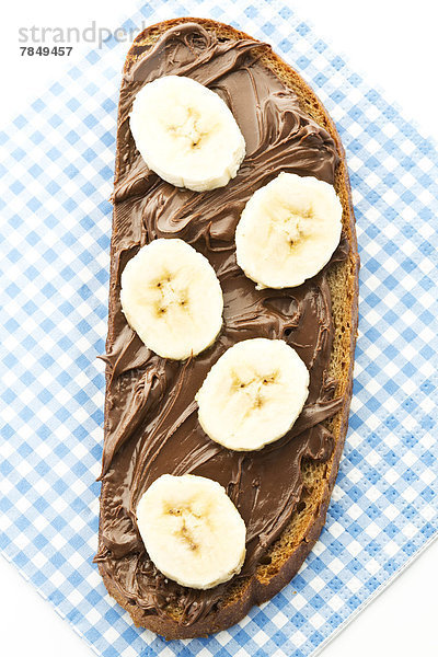 Brot mit Nutella und Bananenscheiben überbacken