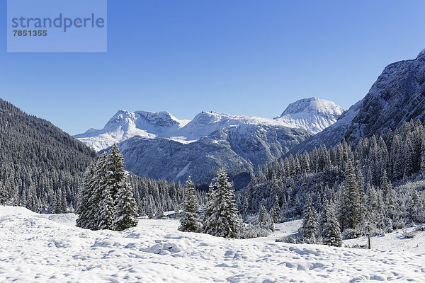 Österreich  Vorarlberg  Blick auf das Lechquellengebirge und das Zugertal