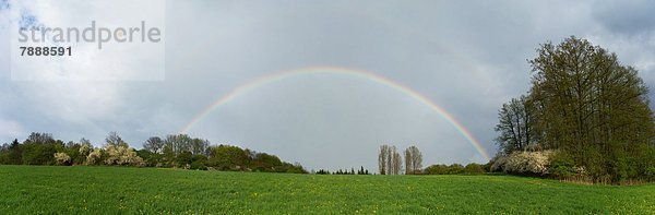 Landschaft mit Regenbogen in der Oberpfalz  Bayern  Deutschland