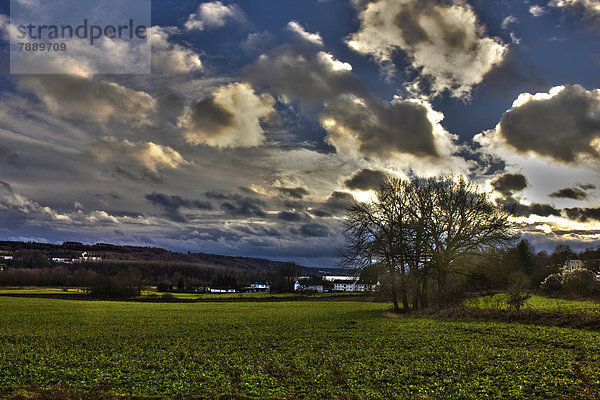 Wolkenhimmel über einer Wiese