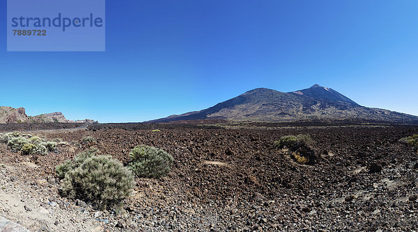 Lavafeld  hinten der Vulkan Teide  Teide-Nationalpark  UNESCO-Weltnaturerbe
