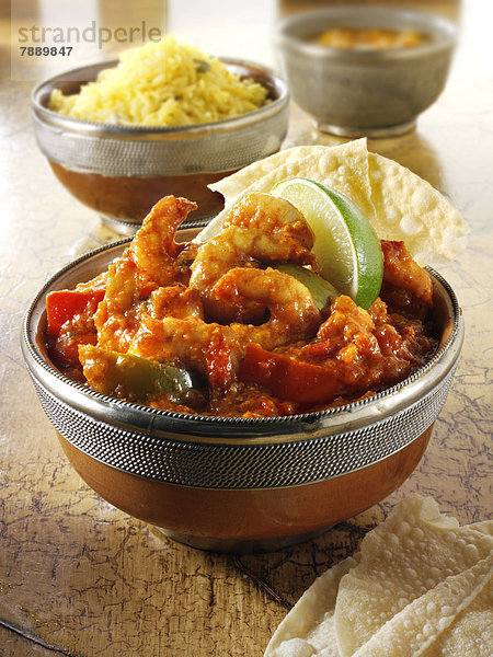 Bhuna Curry-Gericht mit Garnelen  indische Küche