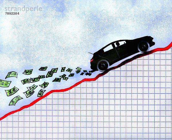 Auto aufwärts Geld Graph Abgas auftauchen Linie