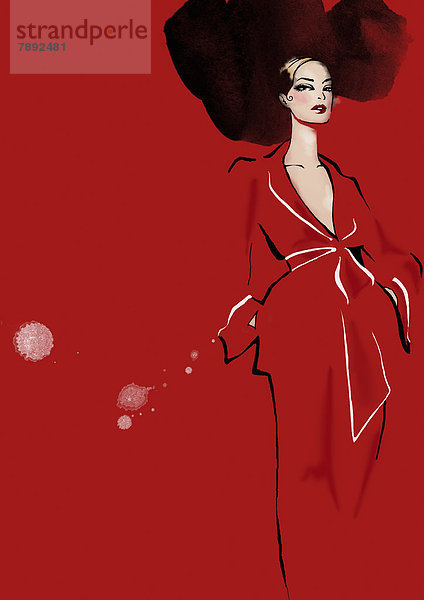 Portrait einer eleganten Frau im roten Kleid