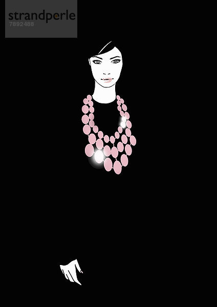 Portrait einer Frau mit pinkfarbener Halskette