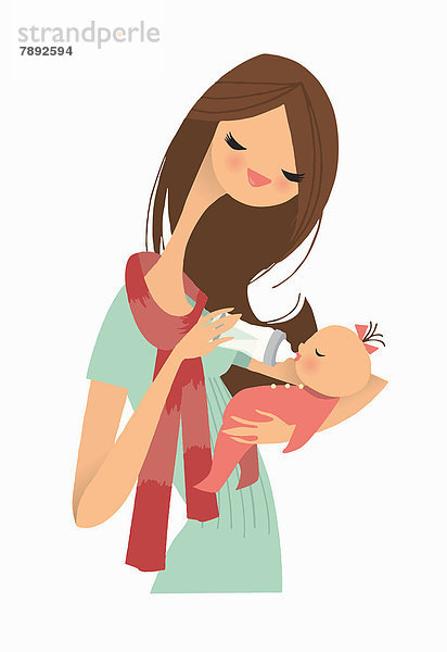 Mutter füttert Baby mit Fläschchen