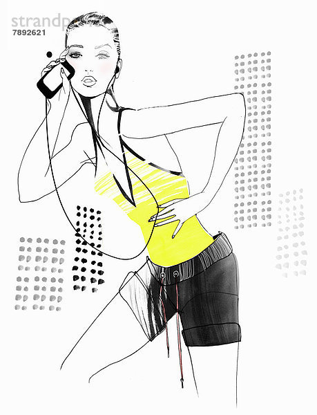 Portrait einer sportlichen Frau mit MP3-Player und Kopfhörern