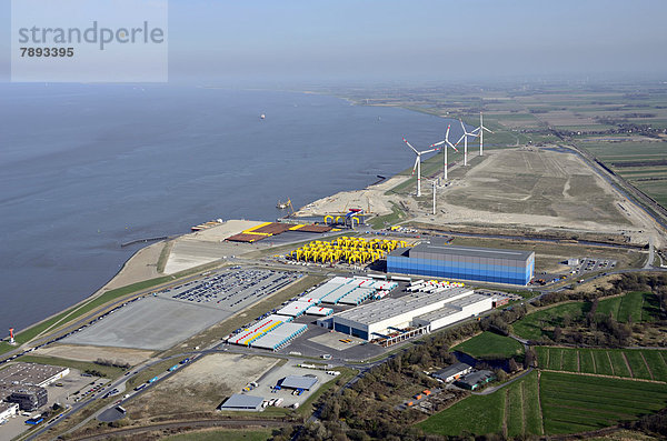 bauen Industrie Produktion vor der Küste Luftbild Cuxhaven Stahl