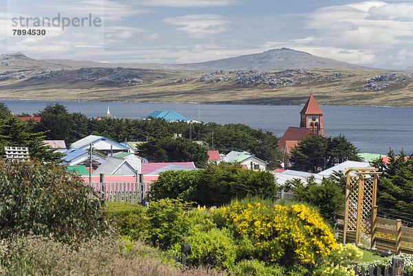 View of Stanley  Christ Church Cathedral  Stanley Harbour Fjord