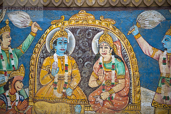 Wand Wohnhaus Fluss streichen streicht streichend anstreichen anstreichend Ganges Mutter - Mensch Gott Göttin Shiva