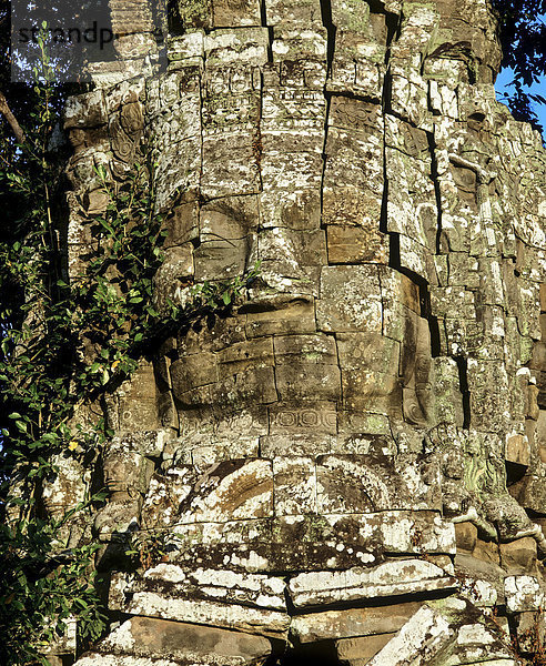 Torturm mit Steingesicht am westlichen Zugangstor  Ta Phrom Tempelanlage