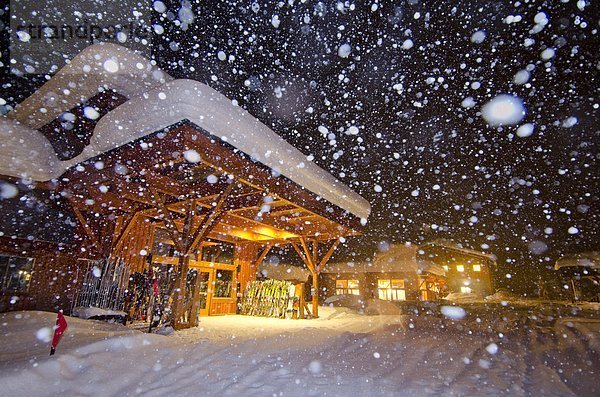 Nacht  Schneeflocke  Lodge  Landhaus  Ski  schwer