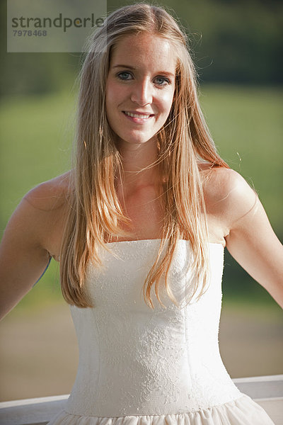 Germany  Portrait of young bride  smiling