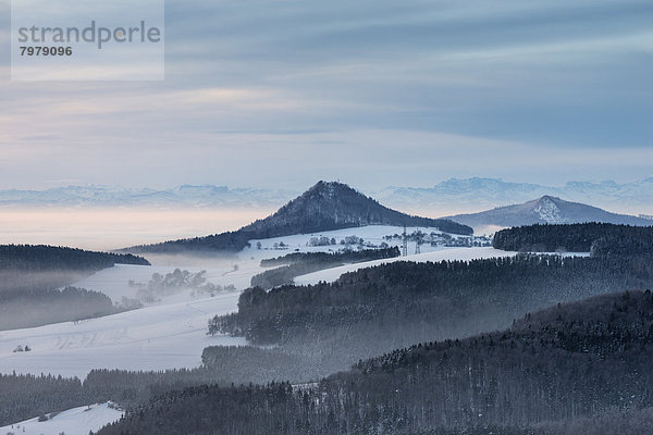 Germany  Baden Wuerttemberg  Constance  Volcanic cone in snow