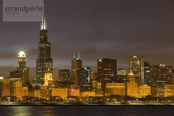 USA  Illinois  Chicago  Blick auf den Willis Tower am Lake Michigan