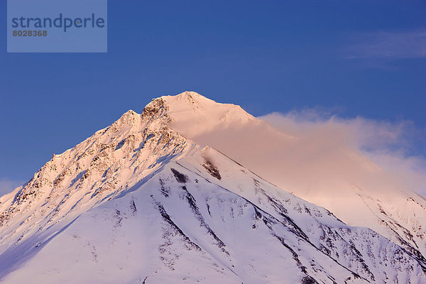 Winter  Sonnenuntergang  Ansicht  Vorgebirge  Alaska  Alpenglühen