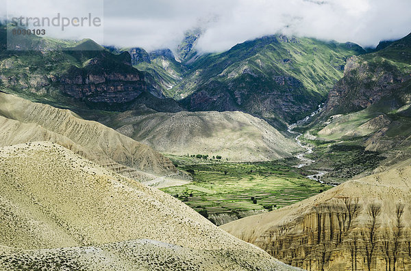 Beautiful mountain landscape Ghemi village upper mustang nepal