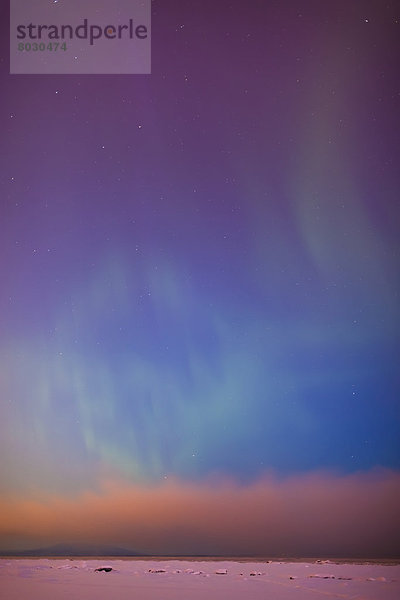 Winter  sehen  Amerika  folgen  Himmel  über  Küste  tanzen  Nebel  Verbindung  Berg  Polarlicht  Susitna Flats State Game Refuge  Knik  Alaska  Alaska  Anchorage