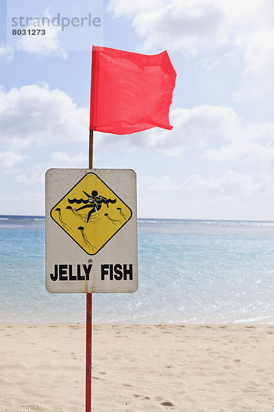 Fisch  Pisces  Amerika  Strand  Zeichen  Warnung  Fahne  rot  Verbindung  Marmelade  Hawaii  Honolulu  Götterspeise  Signal