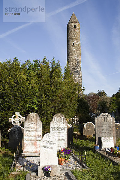 Round tower and cemetery Glendalough county wicklow ireland