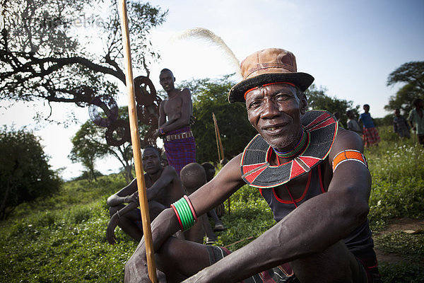 Portrait  Mann  Kleidung  Tradition  Rift Valley  Kenia  Kenia  Volksstamm  Stamm