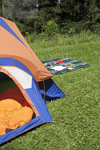 Vereinigte Staaten von Amerika  USA  Picknick  camping  Zelt  Gras  New York State