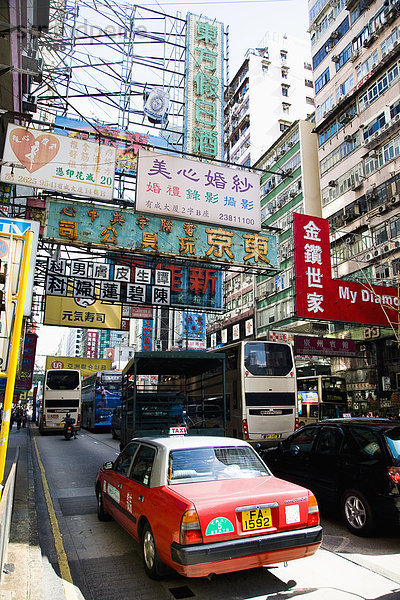 Straße  beschäftigt  Omnibus  Taxi  China  Hongkong