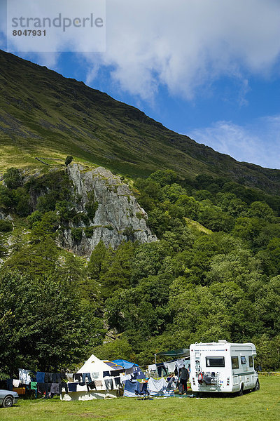 Großbritannien Tal Campingplatz Zelt Wohnmobil North Wales Wales