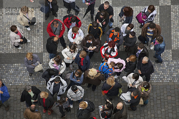 Prag  Hauptstadt  Tourist  Tschechische Republik  Tschechien  Ansicht  Erhöhte Ansicht  Aufsicht  heben