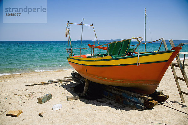 Bühne Theater  Bühnen  bauen  Strand  klein  Boot  Vielfalt  angeln  reparieren  Griechenland