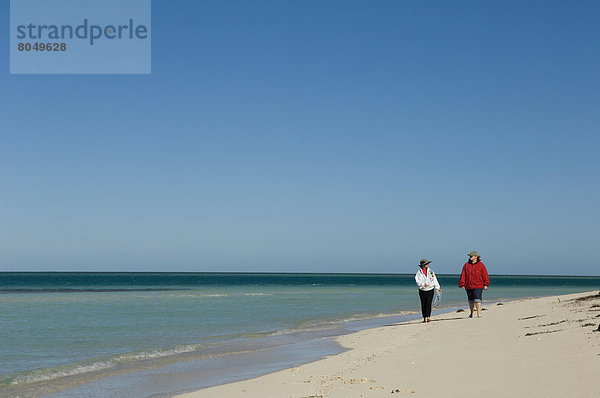 Vereinigte Staaten von Amerika  USA  Mensch  zwei Personen  Menschen  gehen  Strand  Sand  2  vorwärts  Key West  Florida  Florida Keys