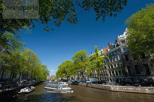 hoch  oben  Amsterdam  Hauptstadt  gehen  Boot  Kreuzfahrtschiff  Niederlande