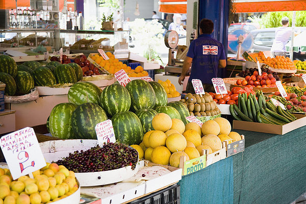 Frucht  Gemüse  Wassermelone  verkaufen  Thessaloniki  Griechenland  Markt