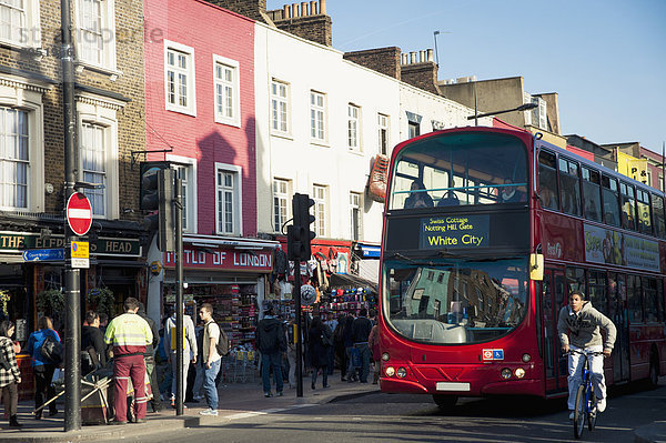 hoch  oben  Großbritannien  gehen  London  Hauptstadt  Straße  Omnibus  Camden  England