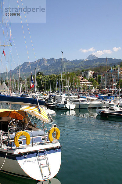 Hafen  Berg  See  Boot  Hintergrund  frontal  Genf