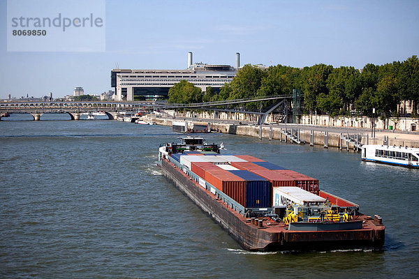 Fluss  Schiff  Seine  Containerschiff  Container