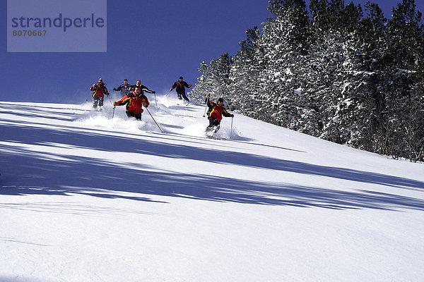 Urlaub  Pulverschnee  Ski  Gesichtspuder  abseits der Piste  Hochebene  Skipiste  Piste  Schnee