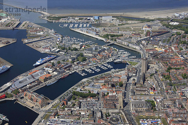 über  Großstadt  Ansicht  Luftbild  Fernsehantenne  Dunkerque  Dünkirchen
