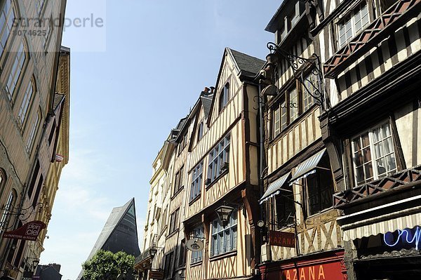 Gebäude Stadt Blockhaus Hälfte Normandie alt Rouen Holzhäuser