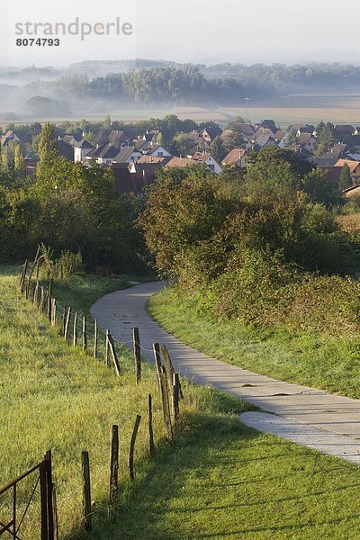 klar  Dunst  unterhalb  Dorf  Elsass  September