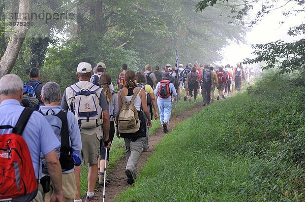 Feuerwehr  gehen  Stadt  Fernverkehrsstraße  Nebel  Heiligtum  7  sieben  Pilgerer  Bretagne  katholisch  Morbihan  Wallfahrt