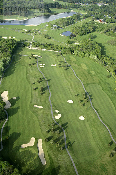 Sport grün Globalisierung Ansicht Golfsport Golf Sperre Luftbild Fernsehantenne Kurs