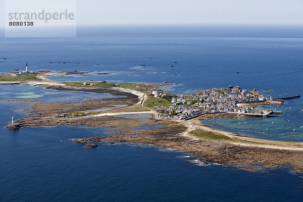 niedrig  Gezeiten  Insel  Ansicht  Atlantischer Ozean  Atlantik  Luftbild  Fernsehantenne  Bretagne