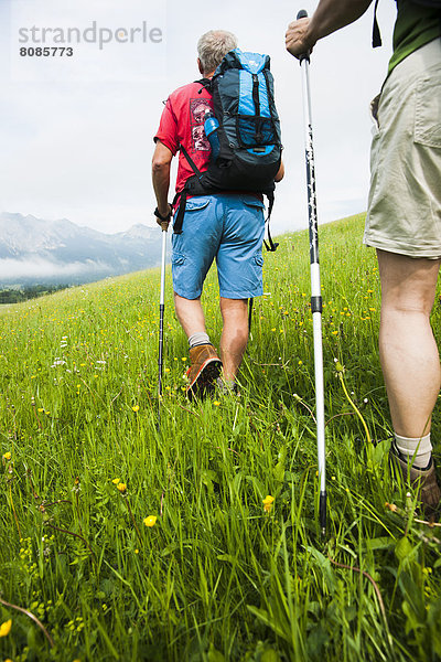 Paar beim Wandern  Neunerköpfle  Allgäuer Alpen  Tannheimer Tal  Tirol  Österreich  Europa