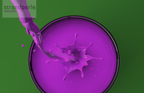 Purple paint pouring into pot