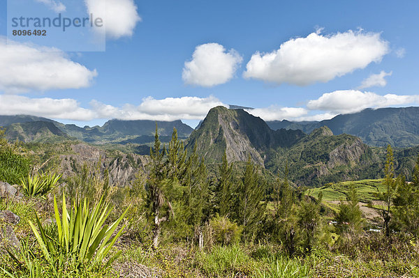 Schroffe Berglandschaft  vorne Agaven (Agave)